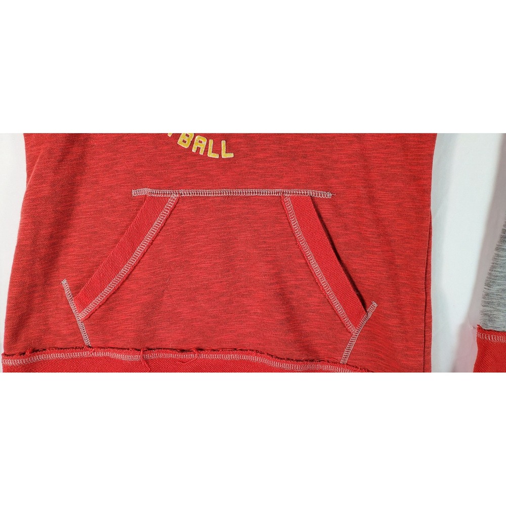 Majestic Kansas City Chiefs Football Hoodie Women's Size S Red Gray Raglan - Picture 10 of 10